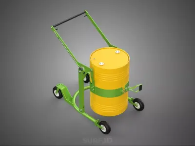 OIL DRUM BARREL TRANSPORT TROLLEY CARRIER LIFT CART DOLLY CADDY 3D model