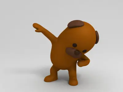 Rigged Cartoon Brown Dog 3D model