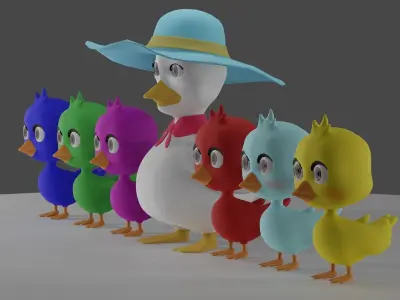 Cartoon Duck Family - 3D Model Pack 3D model