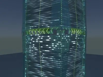 Sci-Fi 3 modern skyscraper at night 3D model