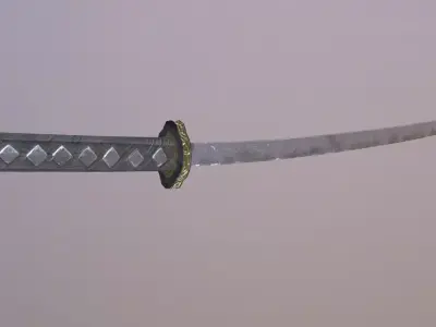 Katana samurai sword Low-poly 3D model 11