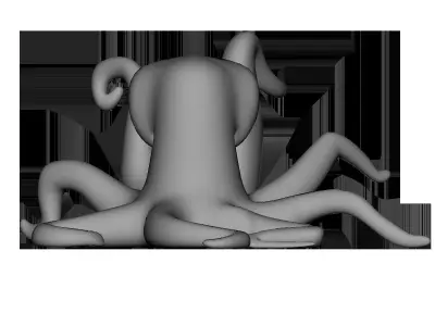 Octopus cartoonist character Low-poly 3D model