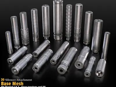 20 Silencer Attachment Base Mesh Low-poly 3D model