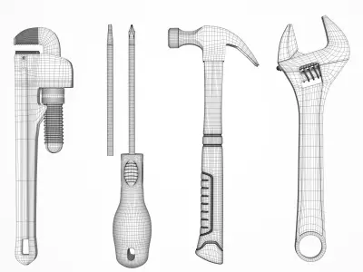 Tools Collection 3D model two wrenches 3D model