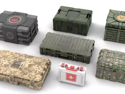 Military Suitcase Set 3D Model Pack