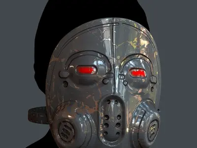 Gas mask helmet 3d model scifi  Low-poly 3D model 8