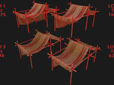Medieval Market Stall Low-poly 3D model buy