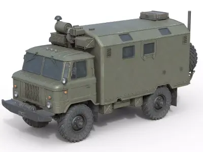 Gaz 66 Military Truck Low-poly 3D model
