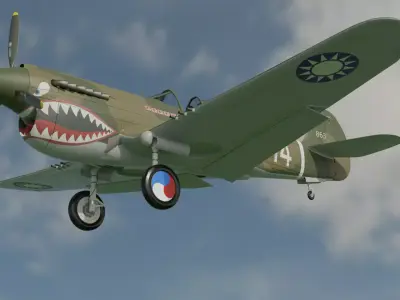 P-40 The Flying Tigers  China war zone in WWII 3D model