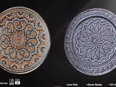 Arabic and Persian Tray Vol1 Low-poly 3D model