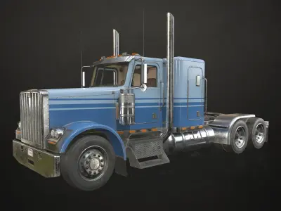 Flat Top Semi Truck Low-poly 3D model