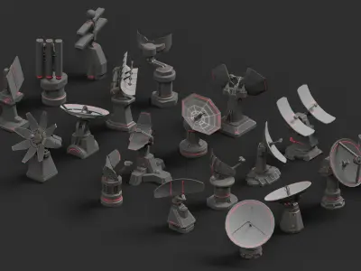 Radar Pack Low-poly 3D model