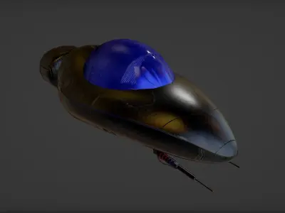 Spaceship with light Free low-poly 3D model