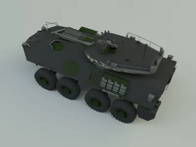 Military vehicle with LAV-25 tires 3D model
