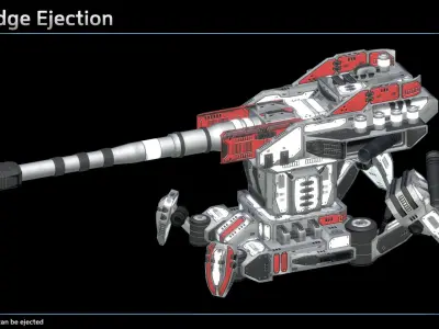Artillery Turret Low-poly 3D model