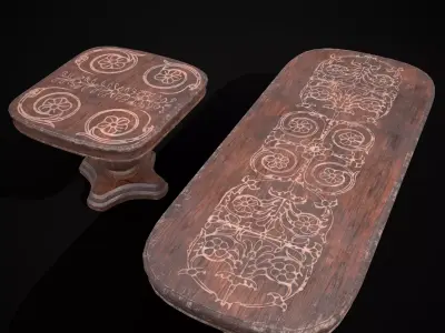 Renaissance Round and Long Tables 3D Model Pack