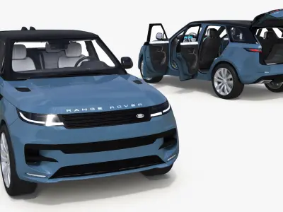 Range Rover Sport SUV Blue Rigged 3D model