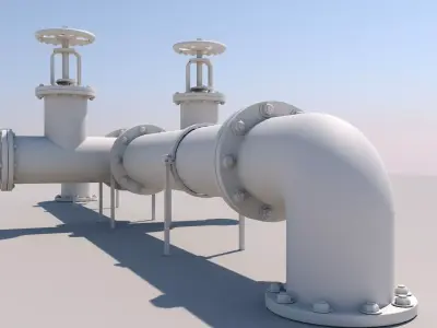 Pipe with valve 3D model