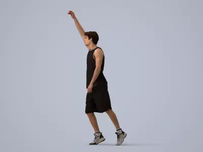 00505Liam006 - Adult Caucasian man waving in basketball attire 3D model