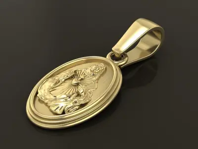 Oval Antique Jesus Christ Pendant 17mm Length 3D print model