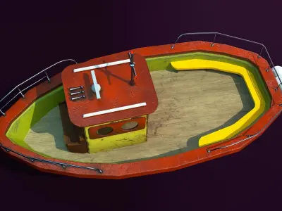 Sea boat Low-poly 3D model