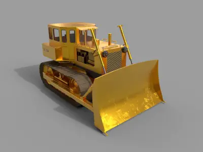 3D Bulldozer Low Poly Low-poly 3D model