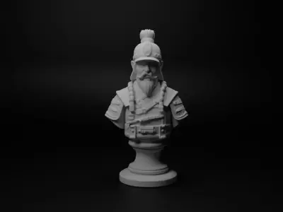 Feudal Japanese Soldier Bust Chess 3D print model buy