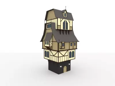 Medieval low poly house Free low-poly 3D model