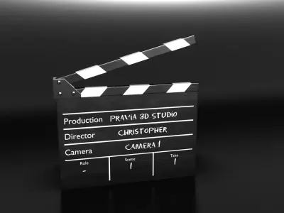 Clapperboard metal box with camera Low-poly 3D model