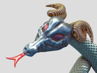 snake with devil horn Free 3D model