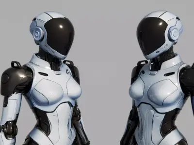 Humanoid Robot  Sleek Bipedal Female Model Low-poly 3D model