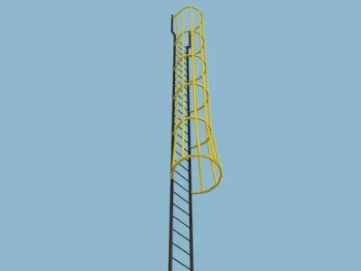 3D pipe caged walk through ladder Free 3D model