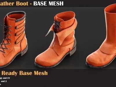 14 Leather Boot BASE MESH - VOL 17   3D model