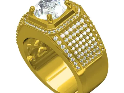 Antique Cathedral Diamond Ring for Men 3D print model