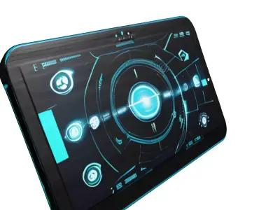 Futuristic Data Tablet with Cracked Screen 3D model