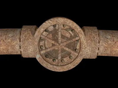 RUsted Connection Of Pipes  Low-poly 3D model