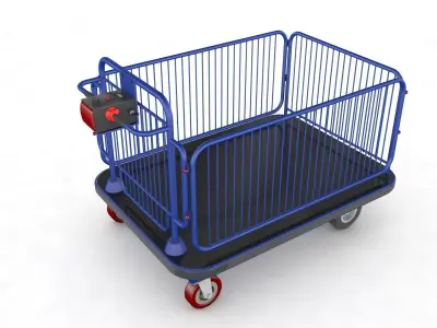 Supermarket Platform Trolley Transport 3D model