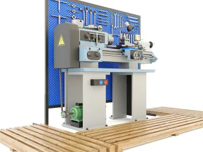 Lathe machine workbench workshop Industrial garage tools 3D model purchase