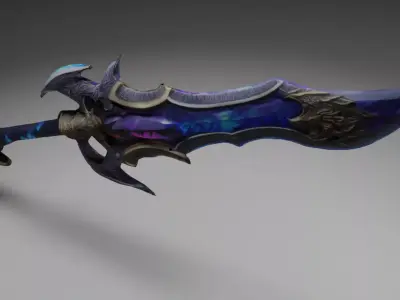 Dragon Sword Realistic Obsidian Runeblade of the Dragons Heart 3D model