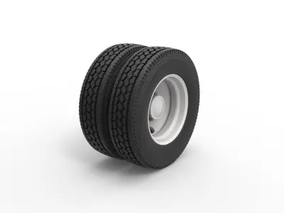 2 Hole rear wheel of old school truck Scale 1 to 25 3D print model