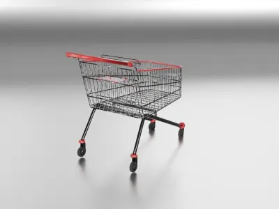 supermarket trolley Low-poly 3D model