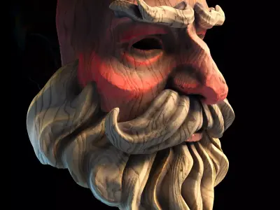 Santa Claus mask wooden style 3D print model