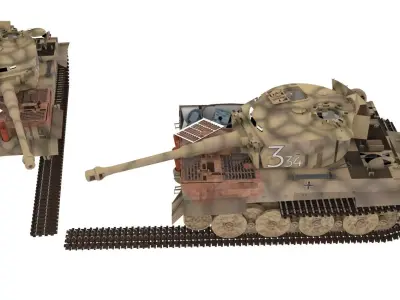 world war II Tiger I tank Low-poly 3D model