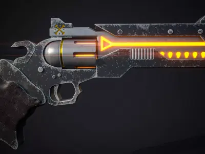 Sci Fi Revolver Game Ready PBR Weapon 3D model