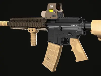 MK18 Tactical Rifle PBR Game Ready Low-poly 3D model