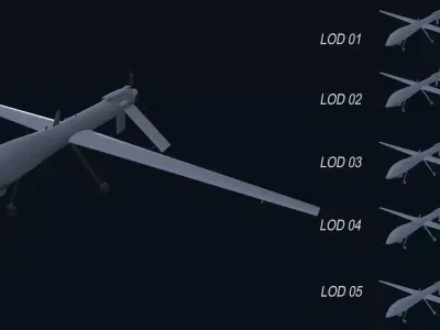 Asset - Army - MQ1 Predator - 3D MODEL Low-poly Low-poly 3D model