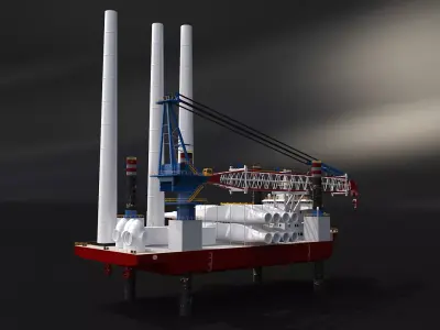 Offshore Wind Farm Construction Vessel 3D model