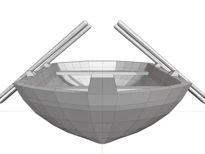 low poly two people rowing boat Low-poly 3D model