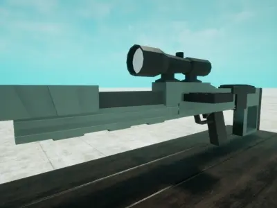 Lowpoly Sniper rifle on table Free low-poly 3D model
