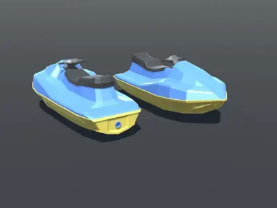 Jetski Low Poly pair of jet skis Low-poly 3D model